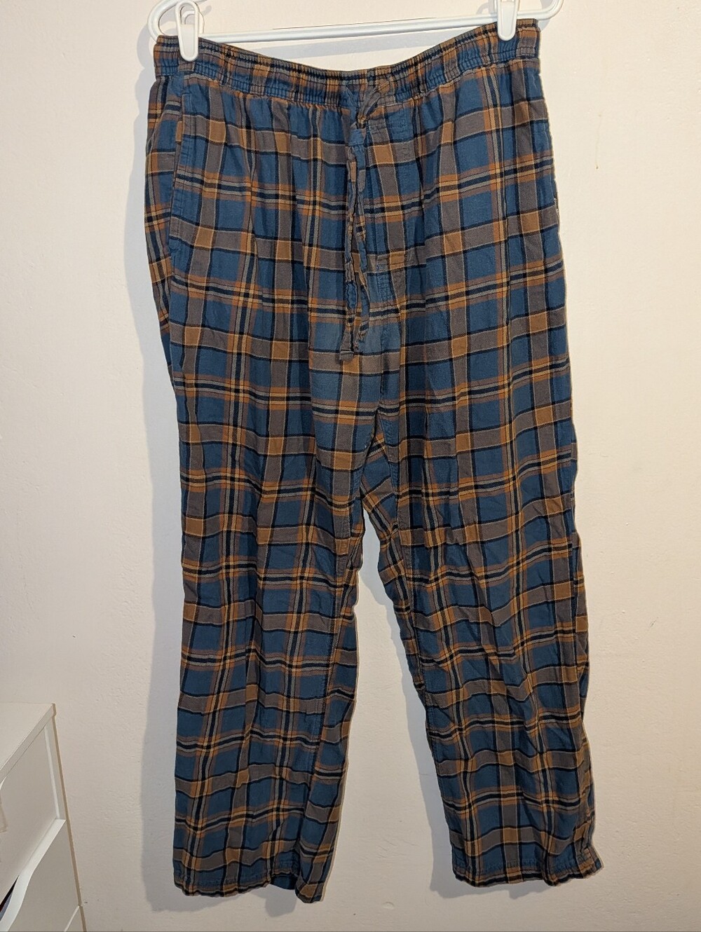 Eddie Bauer Blue and Orange Plaid Jogger Pants Size L